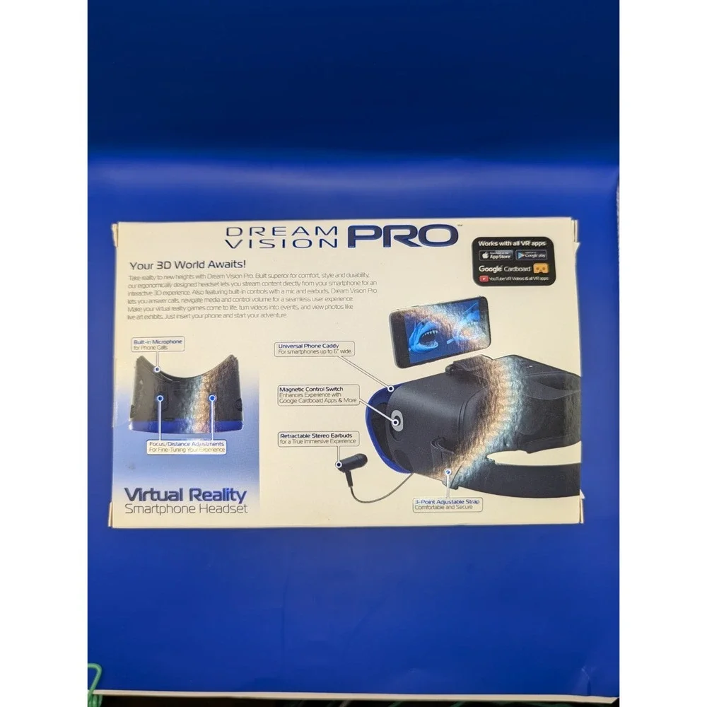 VIRTUAL REALITY HEADSET DREAM VISION PRO With EARBUDS, MIC, & CONTROL PAD 360 VR
